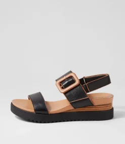 Albany Black Tan Leather Sandals
