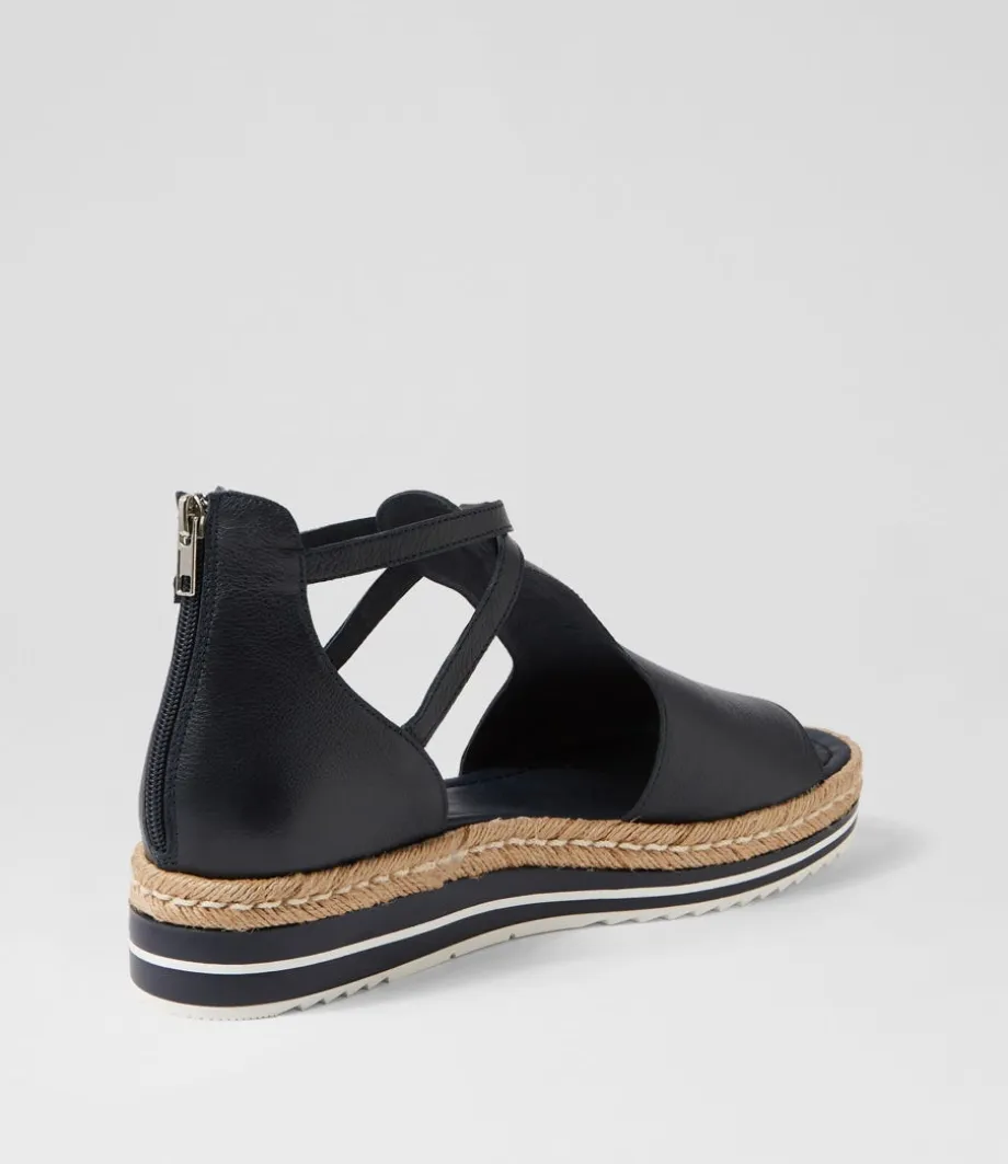 Alexys Lrg Navy Leather Espadrilles