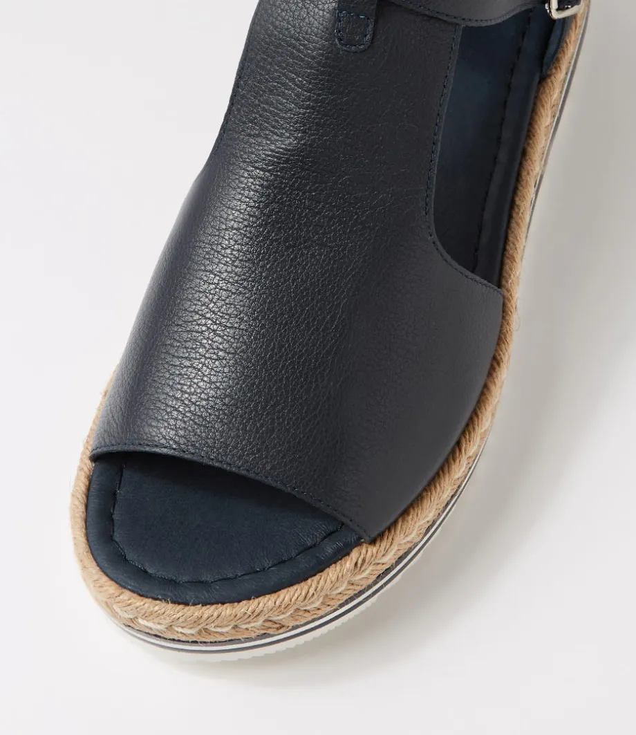 Alexys Lrg Navy Leather Espadrilles