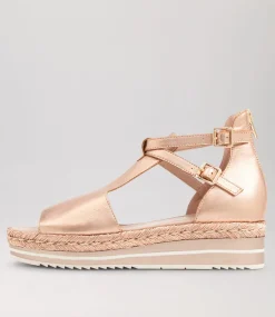 Alexys Pale Rose Gold Rope Leather Sandals