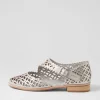 Alikam Silver Crackle Leather Flat Shoes