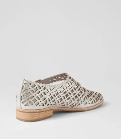Alikam Silver Crackle Leather Flat Shoes