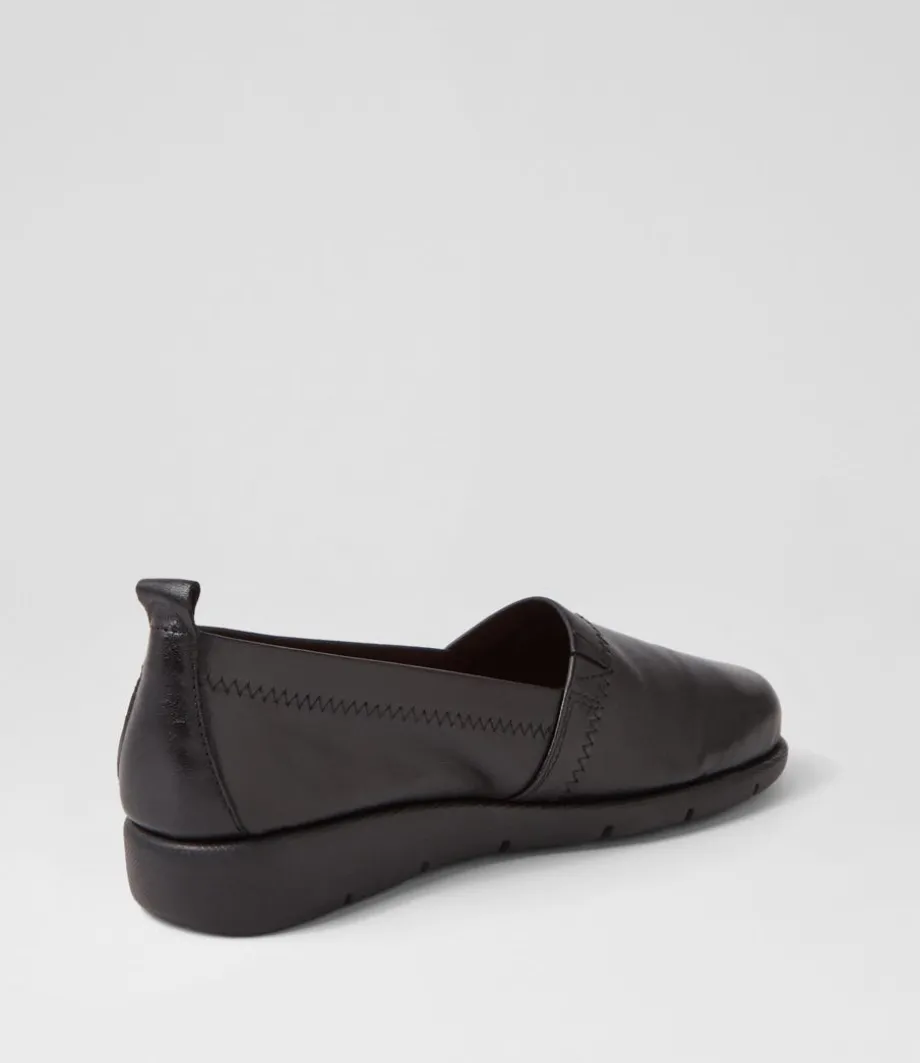Aliner Black Leather Loafers
