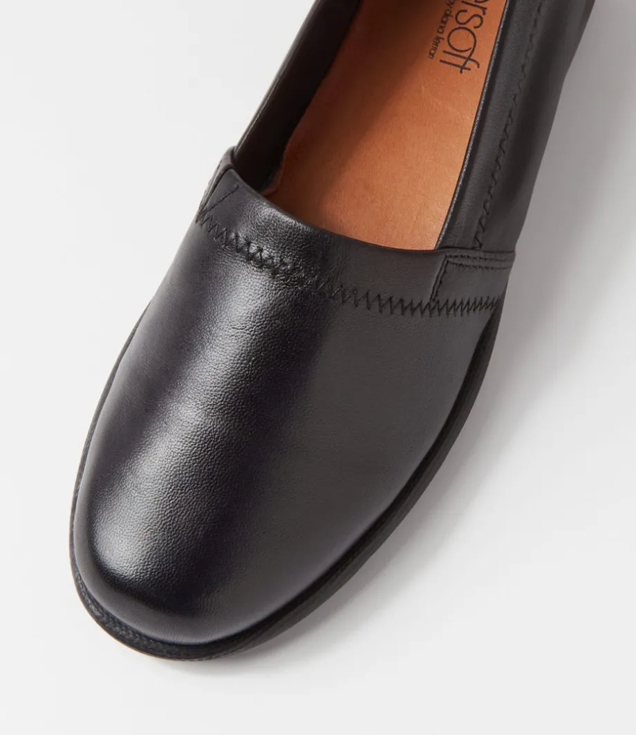 Aliner Black Leather Loafers