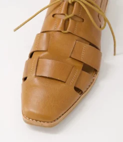 Alisane Tan Leather Lace Up Flats