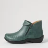 Alliee Xw Dark Emerald Leather Ankle Boots