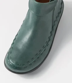Alliee Xw Dark Emerald Leather Ankle Boots