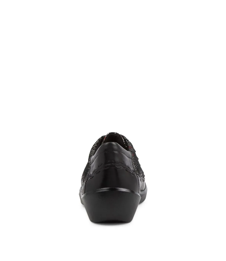 Allsorts W Black Check Leather Lace-Up Shoes