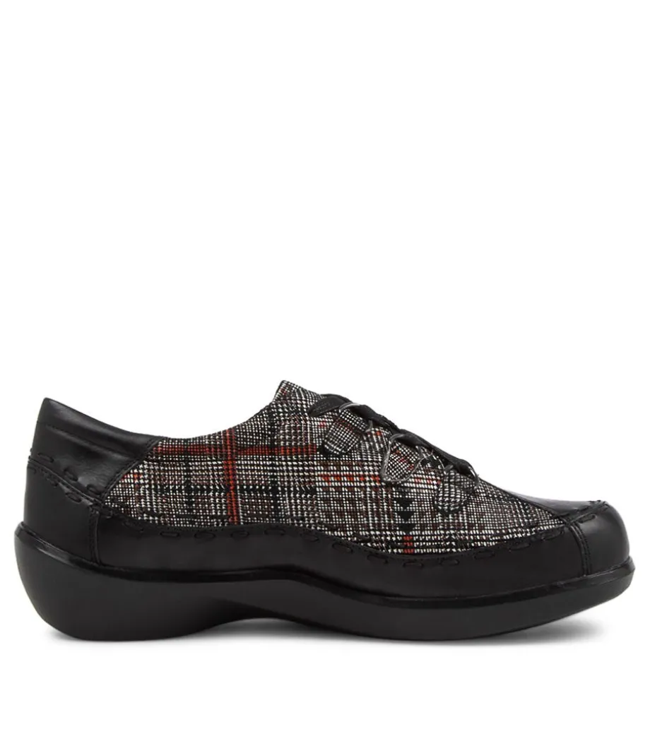 Allsorts W Black Check Leather Lace-Up Shoes