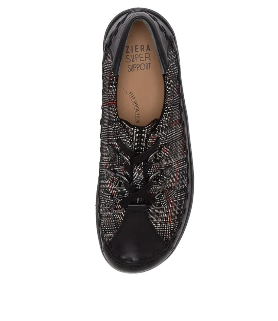 Allsorts W Black Check Leather Lace-Up Shoes