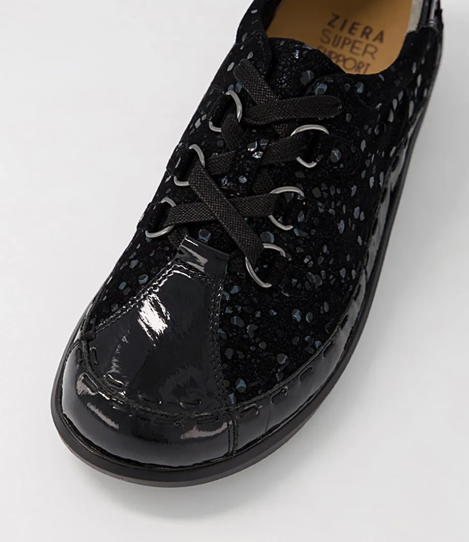 Allsorts Xw Black Sparkle Lace Up Flats