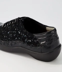 Allsorts Xw Black Sparkle Lace Up Flats
