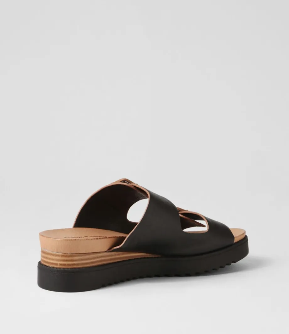 Alphie Black Tan Leather Mules