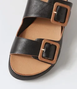Alphie Black Tan Leather Mules