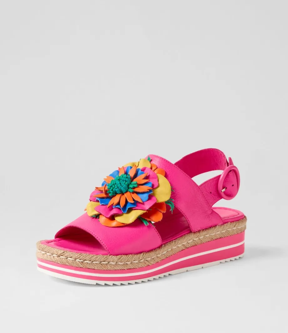 Amare Hot Pink Bright Multi Leather Sandals