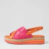 Ames Bright Orange Fuchsia Leather Sandals