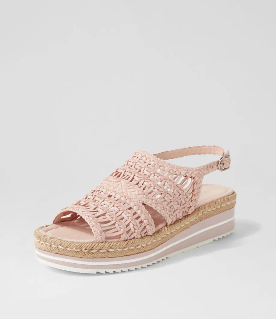 Amiri Pale Pink Woven Sandals