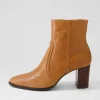 Anahi Cognac Leather Ankle Boots
