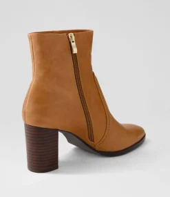 Anahi Cognac Leather Ankle Boots