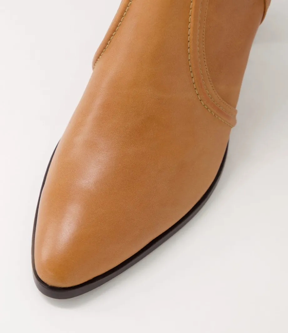 Anahi Cognac Leather Ankle Boots