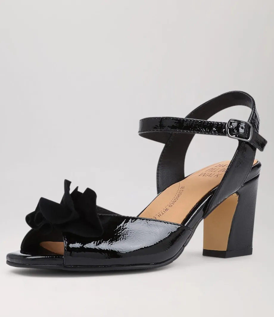 Antonia W Black Patent Suede Sandals