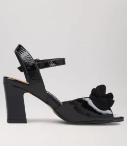 Antonia W Black Patent Suede Sandals