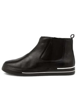 Arianah W Black Leather Ankle Boots Bs