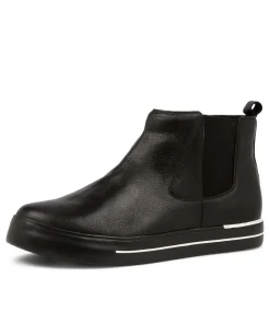 Arianah W Black Leather Ankle Boots Bs
