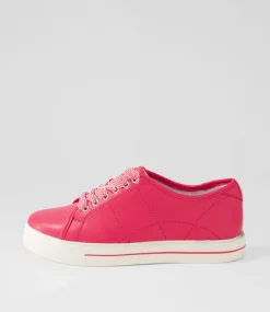 Ashleen W Bright Pink Leather Sneakers