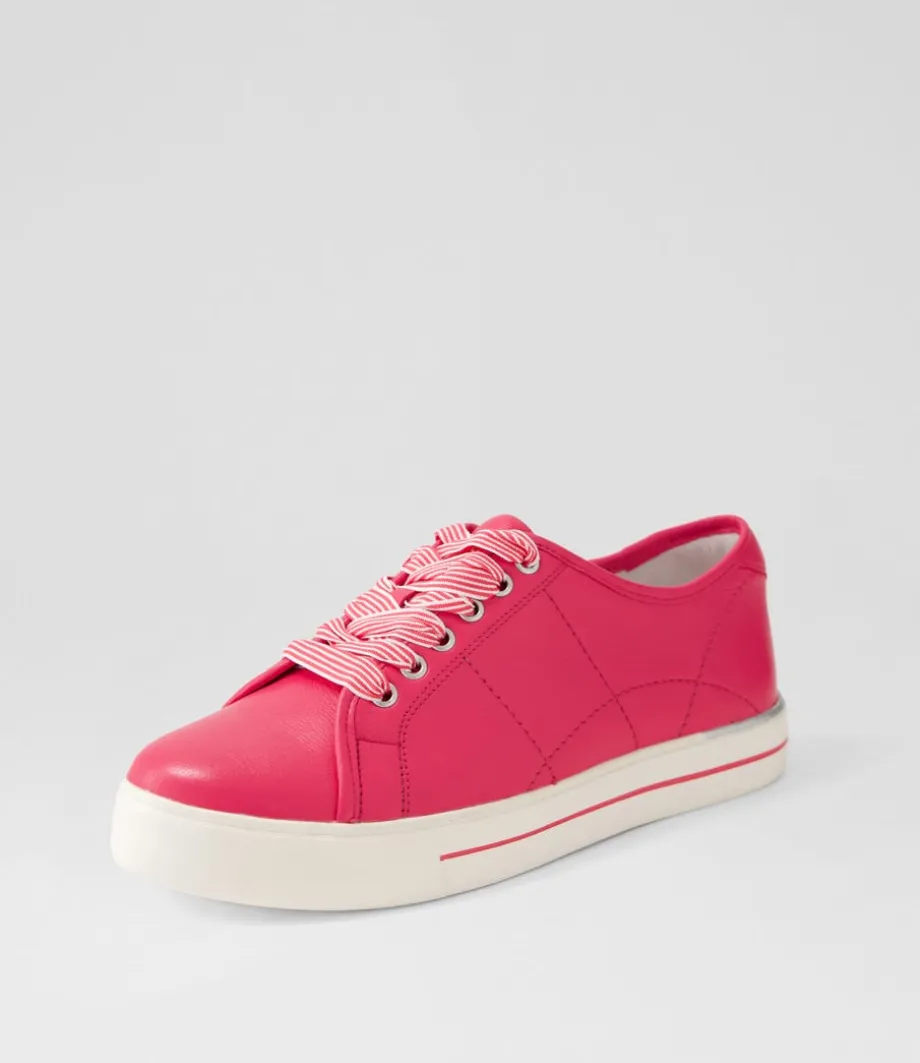 Ashleen W Bright Pink Leather Sneakers