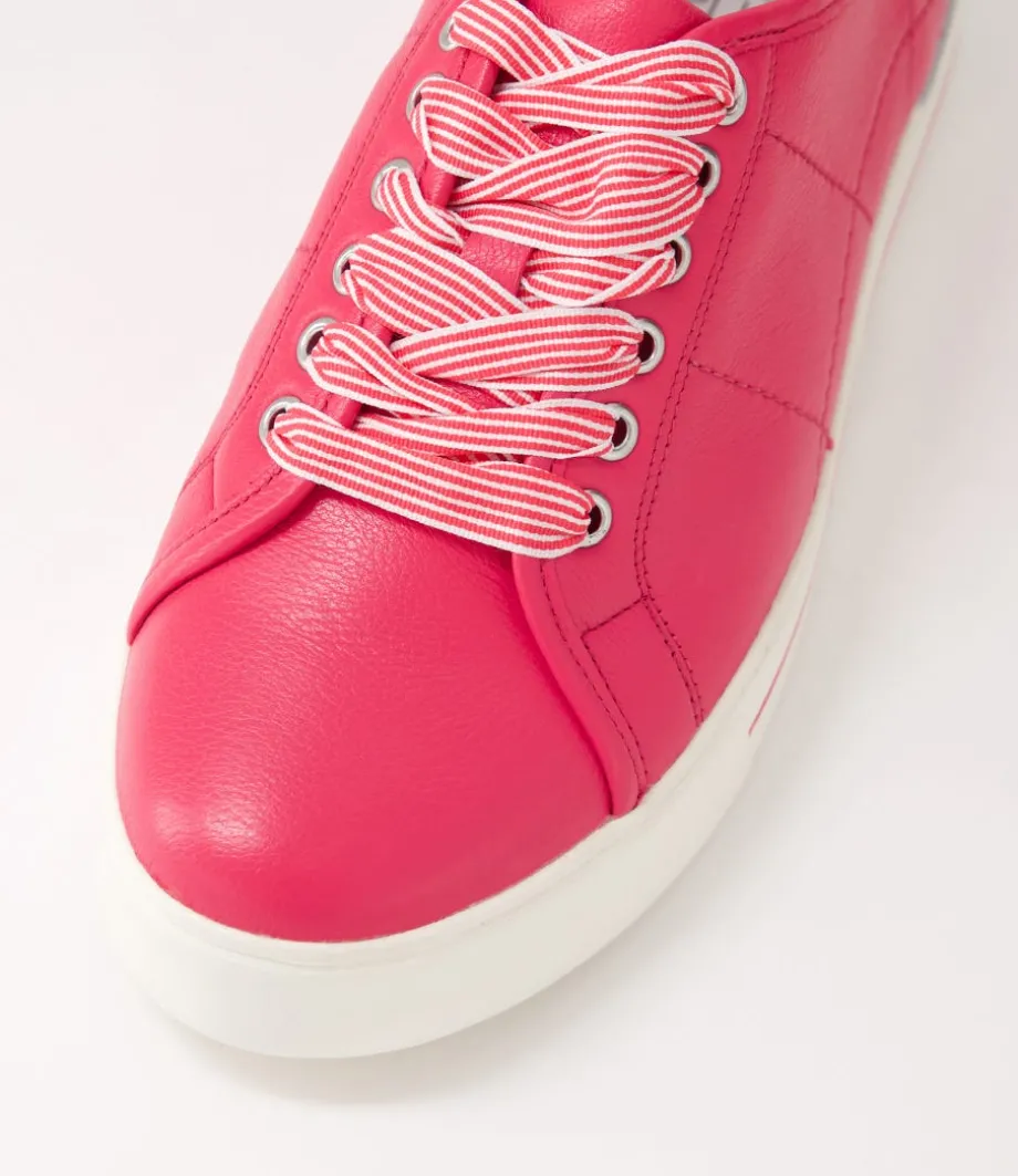 Ashleen W Bright Pink Leather Sneakers