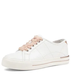 Ashleen W White Rose Gold Leather Sneakers