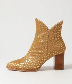 Astronomy Gold Dot Leopard Pony Ankle Boots