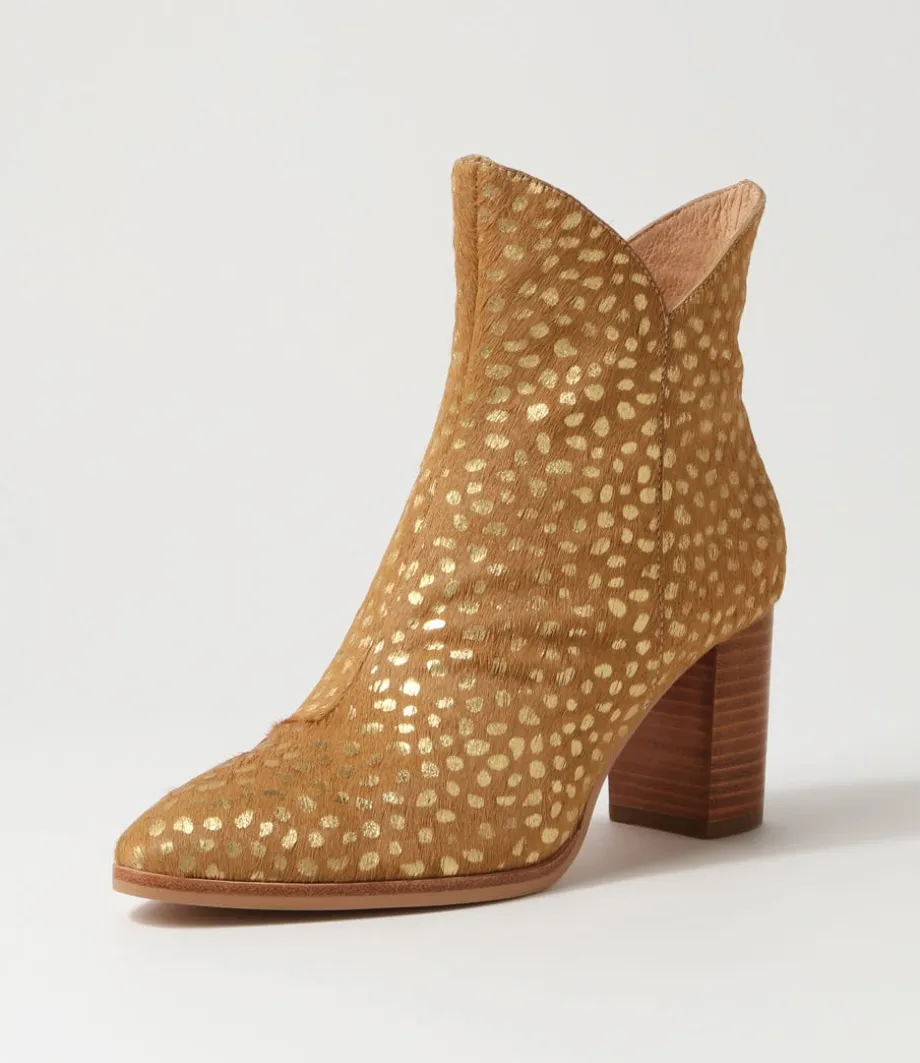 Astronomy Gold Dot Leopard Pony Ankle Boots