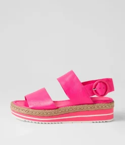 Atha Hot Pink Leather Espadrilles