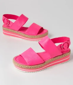 Atha Hot Pink Leather Espadrilles