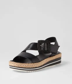 Atory Black Leather Espadrilles