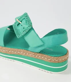 Atory Light Emerald Leather Espadrilles
