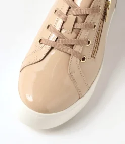 Audry W Latte Gold Wrinkle Patent Leather Sneakers