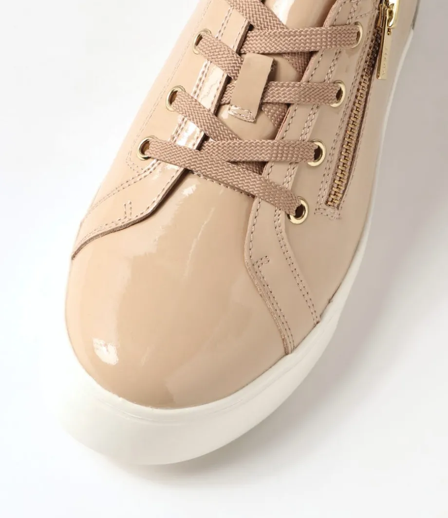 Audry W Latte Gold Wrinkle Patent Leather Sneakers