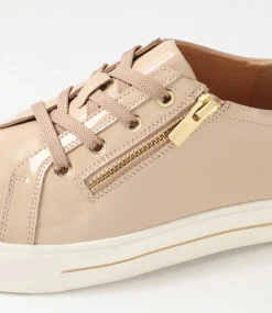 Audry W Latte Gold Wrinkle Patent Leather Sneakers