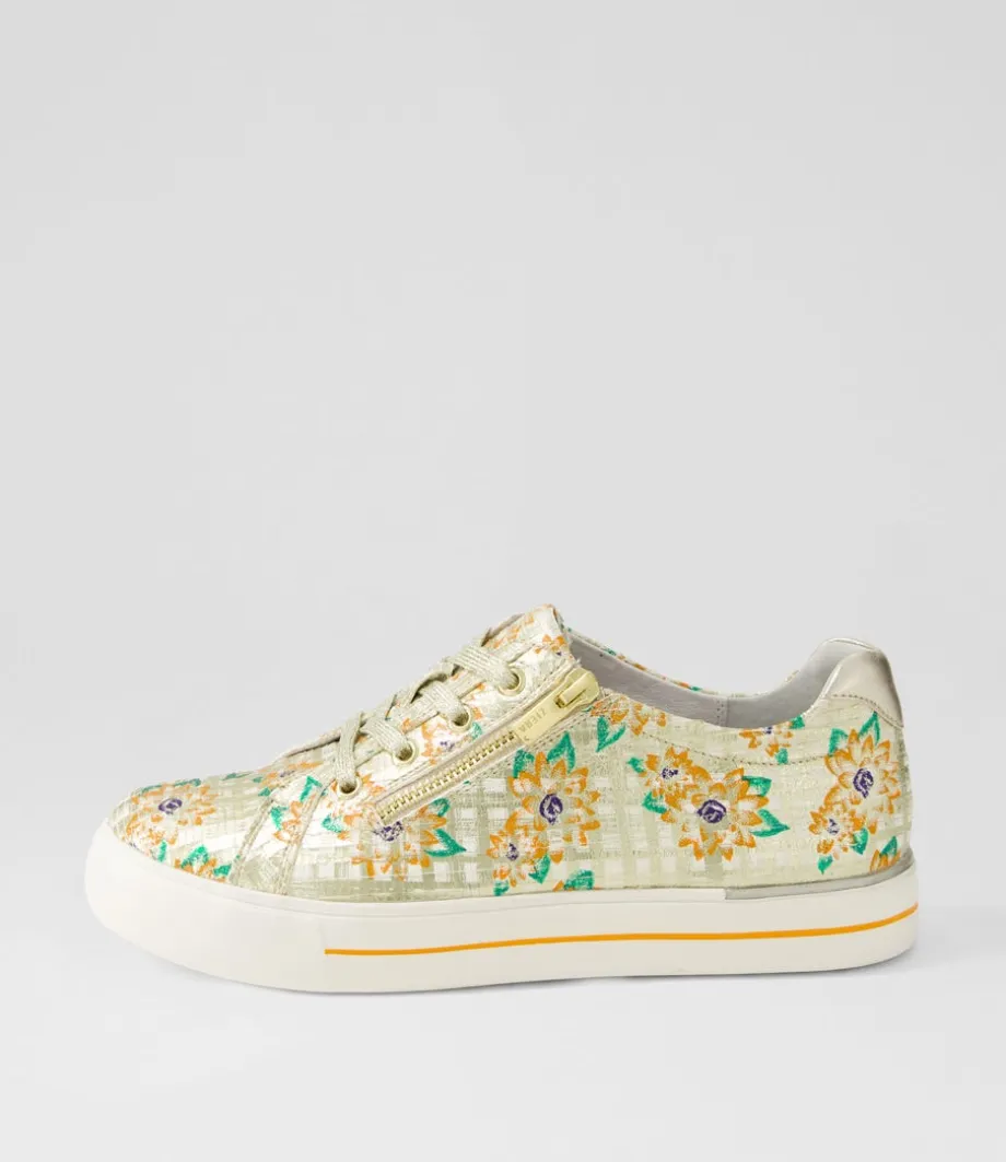 Audry W Orange Cut Pale Gold Leather Sneakers