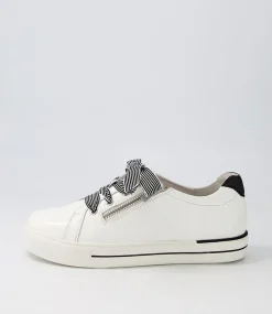 Audry W White Black Patent Leather Sneakers