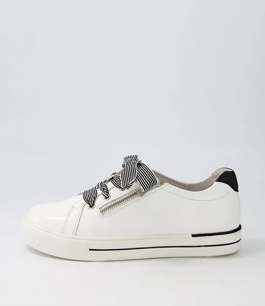Audry W White Black Patent Leather Sneakers