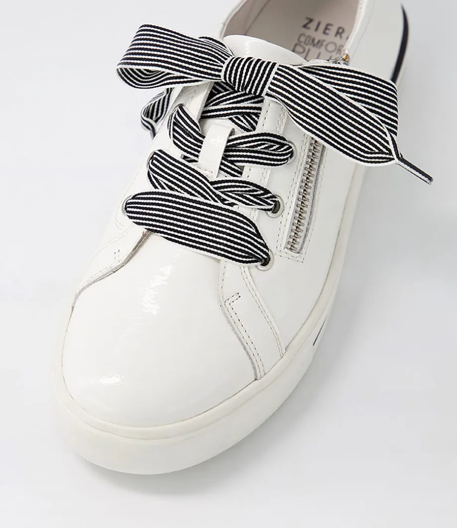 Audry W White Black Patent Leather Sneakers