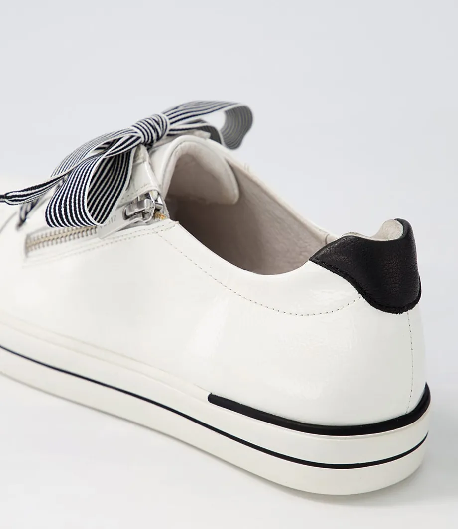 Audry W White Black Patent Leather Sneakers