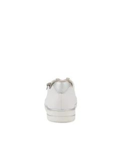 Audry W White Silver Leather Sneakers