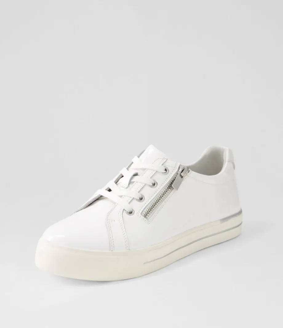 Audry W White Wrinkle Patent Leather Sneakers
