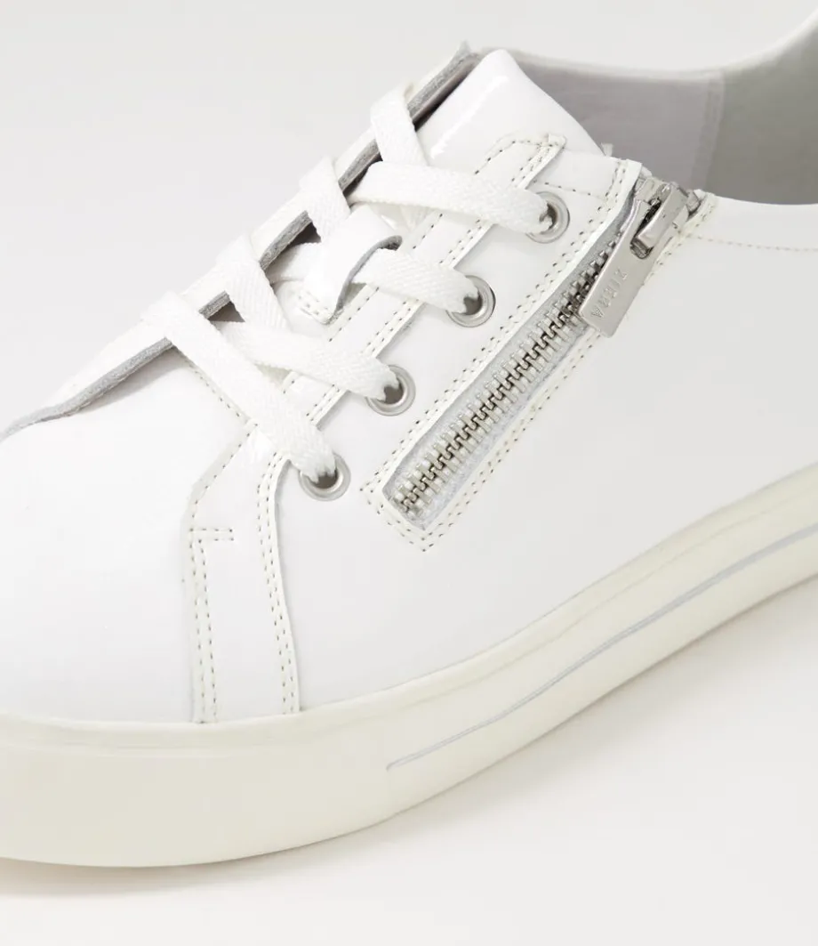 Audry W White Wrinkle Patent Leather Sneakers