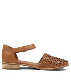 Averate Tan Leather Flat Shoes